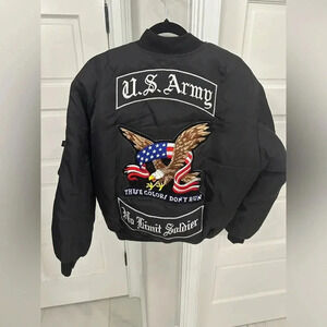 Vintage Rothco Reversible US ARMY Nylon Bomber Jacket Patches MA-1 Men’s Small